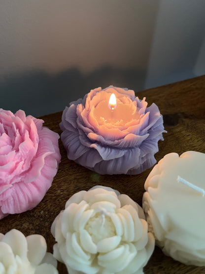 Peony Flower Shaped Soy Wax Candle Unscented